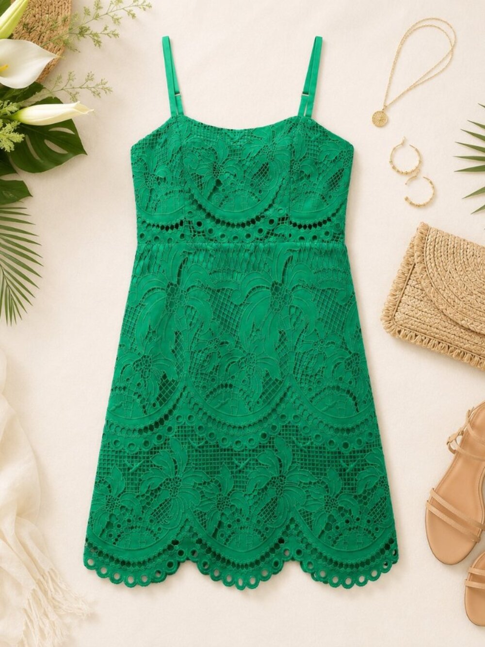 Lilly Pulitzer Risette Lace Dress Brazilian Green Palms in Paradise Size 00
